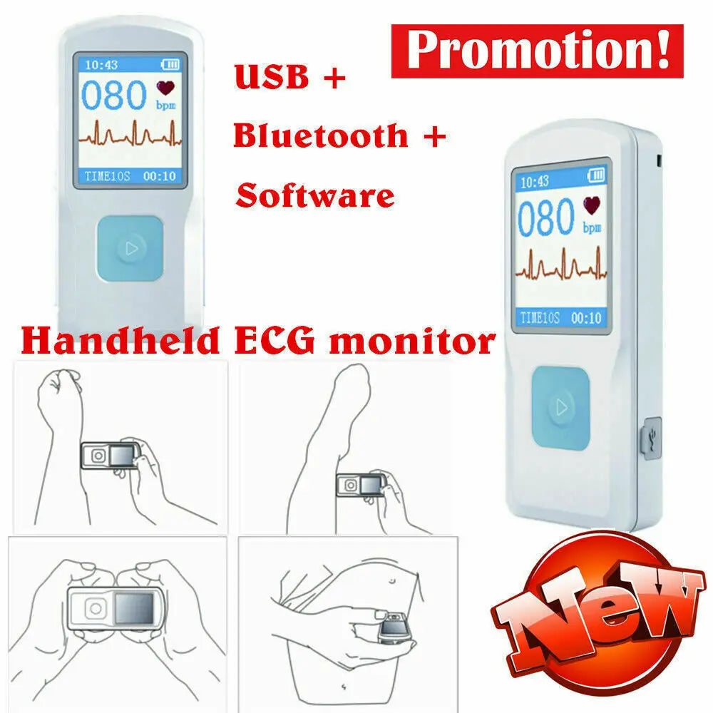 Genuine CONTEC Handheld Portable ECG EKG Machine Heart Beat Monitor LCD USB Bluetooth PM10 with Software App for Ios Android