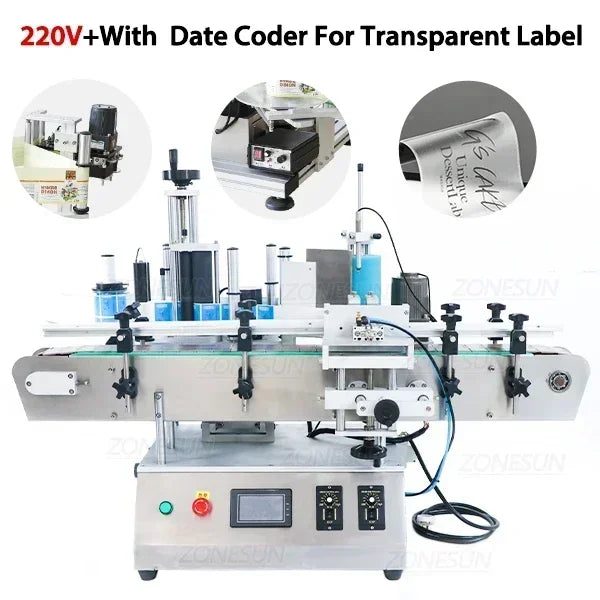 ZONESUN ZS-TB500A Automatic Label Applicator Jar PET Round Bottle Labeling Machine with Date Coder