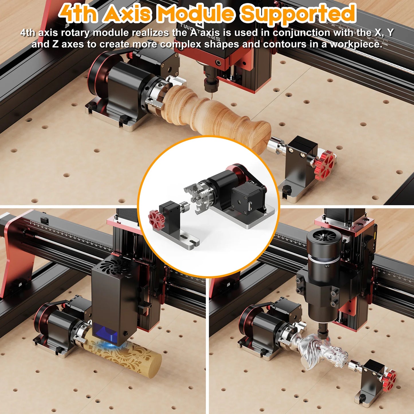 Twotrees TTC450 PRO 3-Axis/4-Axis CNC Router Milling Cutting Machine GRBL Laser Engraver For Wood Acrylic PCB PVC MDF Metal