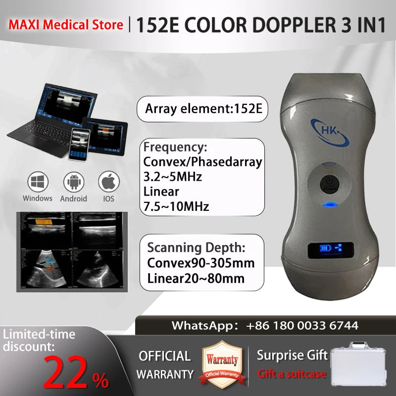 Portable Wireless Ultrasound Probe scanner machine WIFI ultrasound scanner Machine support iOS Android Windows free suitcase