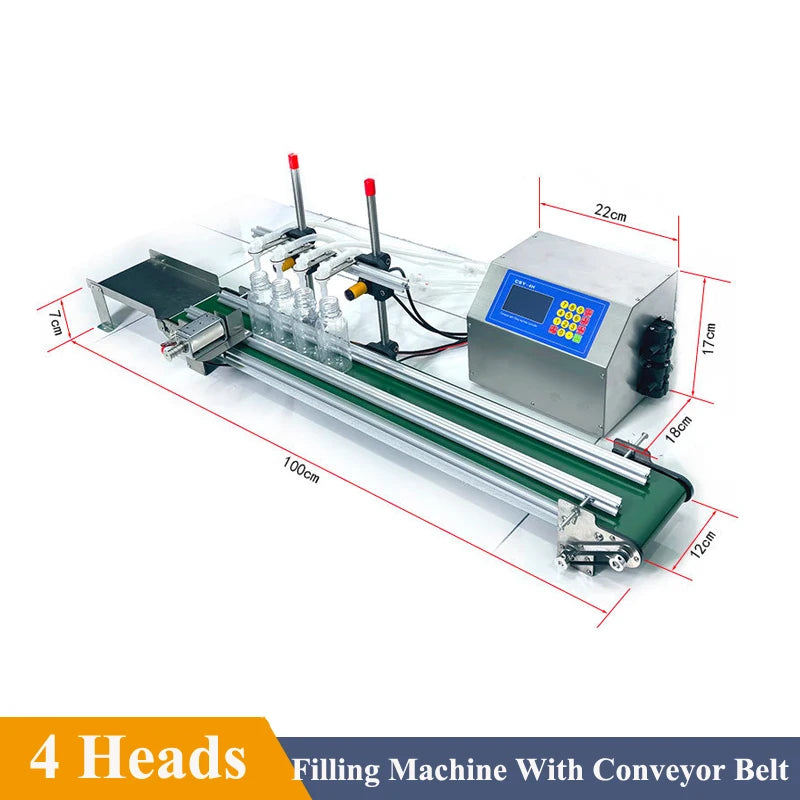 1-4 Heads Tabletop Automatic Low Viscosity Liquid Filling Machine Juice Water Bottles Filler With Conveyor Belt