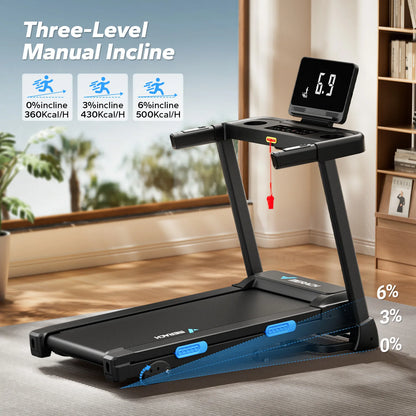 MERACH Foldable Treadmill T12 Incline Quiet Treadmills Double Deck Technology 4 Silicone Shock Cushion Heart Rate Monitoring