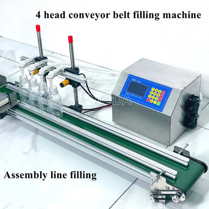 1-4 Heads Tabletop Automatic Low Viscosity Liquid Filling Machine Juice Water Bottles Filler With Conveyor Belt