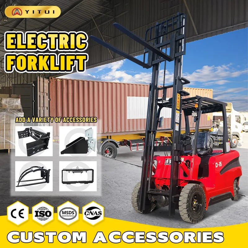 Multifunctional Electric Forklift 2 Tons Four Wheel Construction Site Loading And Unloading Forklift Customized