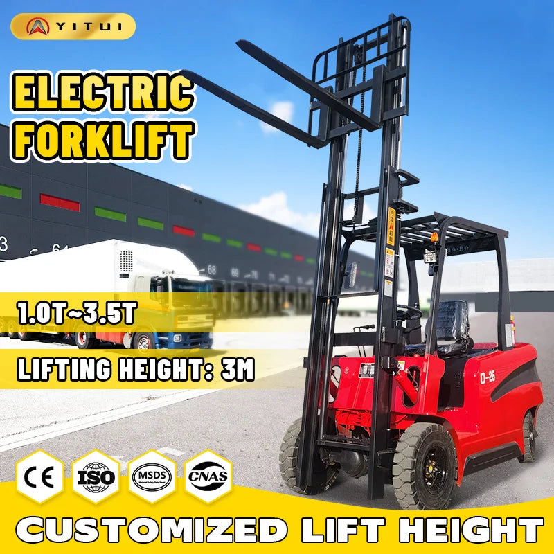 Multifunctional Electric Forklift 2 Tons Four Wheel Construction Site Loading And Unloading Forklift Customized