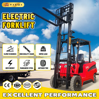 Multifunctional Electric Forklift 2 Tons Four Wheel Construction Site Loading And Unloading Forklift Customized