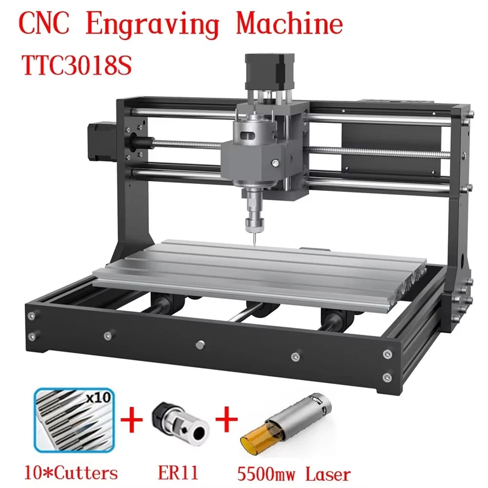 CNC Engraving Machine TTC3018S with accessories on a white background