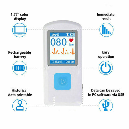 Genuine CONTEC Handheld Portable ECG EKG Machine Heart Beat Monitor LCD USB Bluetooth PM10 with Software App for Ios Android