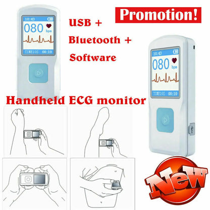 Genuine CONTEC Handheld Portable ECG EKG Machine Heart Beat Monitor LCD USB Bluetooth PM10 with Software App for Ios Android
