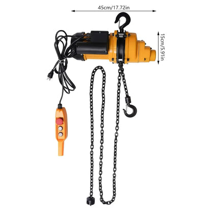 1 Ton Single Phase Overhead Crane 2200lbs Electric Chain Hoist, w/ DT Grade Carburized Double Chain 20 ft Lifting Height
