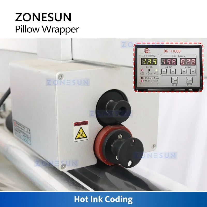 ZONESUN Automatic Pillow Packaging Horizontal Flow Wrapper Machine Pouch Packing Production Machine ZS-ZB370S