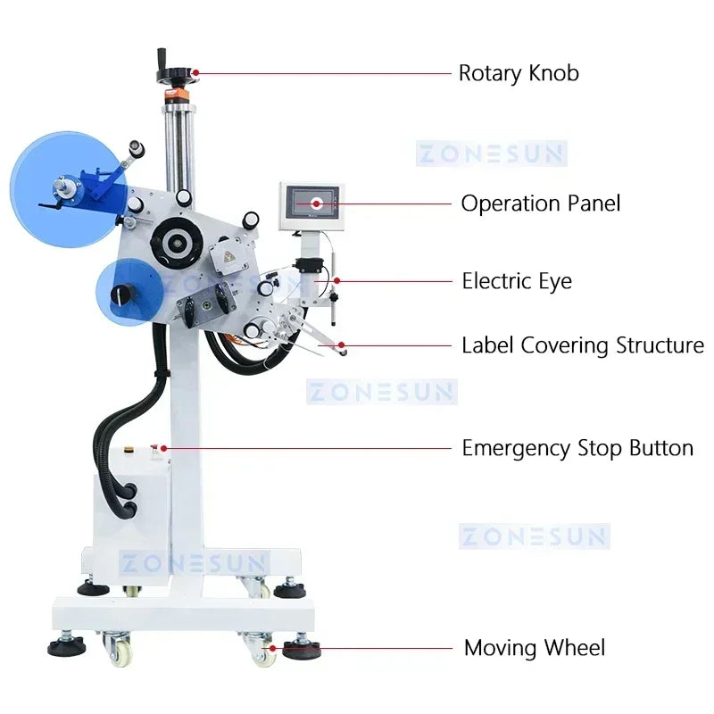 ZONESUN ZS-TB851 Automatic Flat Surface Labeling Machine Top Label Flat labeler Applicator Bags Cosmetics Equipment ZS-TB851