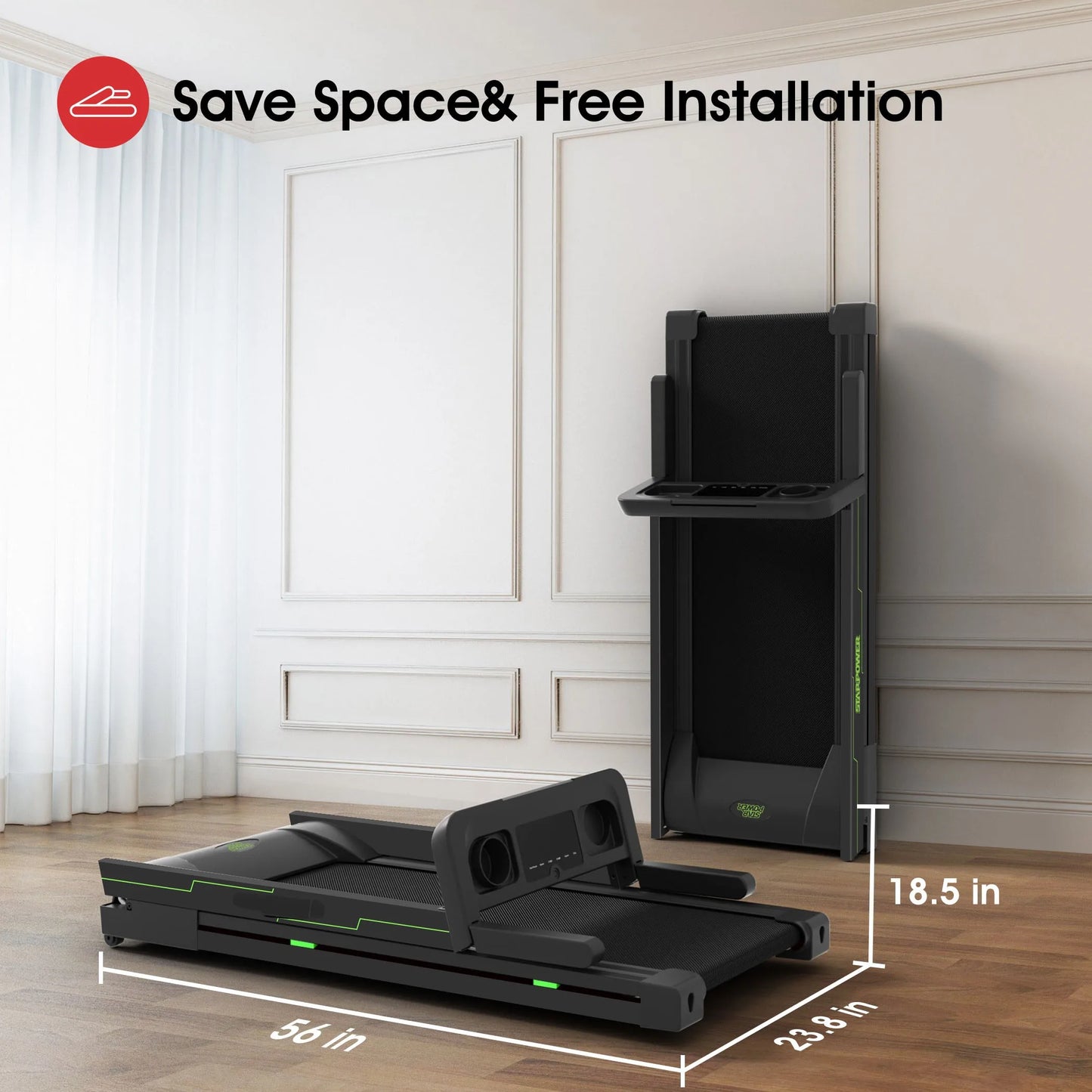 3.0HP Treadmills Electric APP Online Monitoring 7.5MPH Remote Control Foldable Quite Running Walkingpad for Home Portable 300LBS