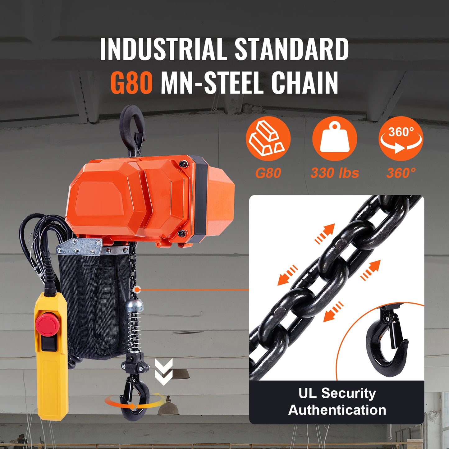 SucceBuy 330/1100/2200LBS Electric Wire Rope Hoist Crane Electric Chain Hoist with Trolley Overhead Garage Ceiling Winch
