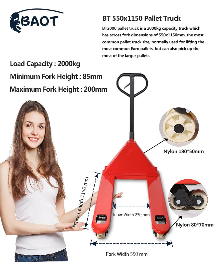 Hydraulic Pallet Jacks 2ton 2.5ton 3ton Manual Hand Pallet Truck for Goods Handing