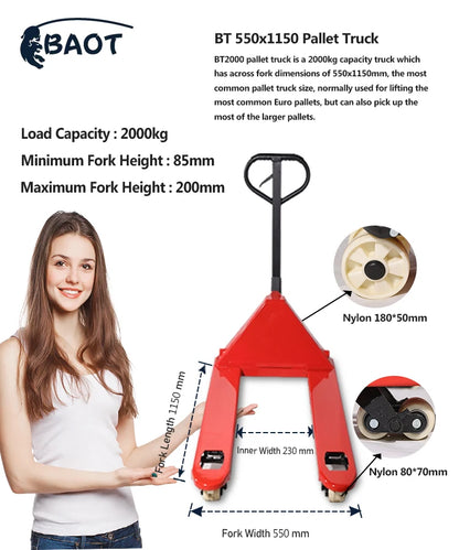 Hydraulic Pallet Jacks 2ton 2.5ton 3ton Manual Hand Pallet Truck for Goods Handing