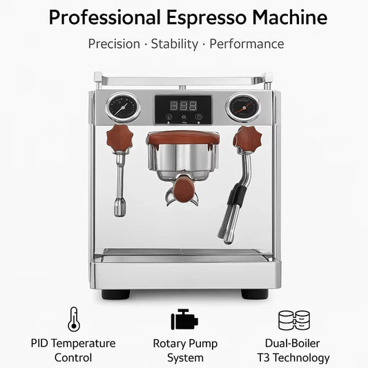 CAFOVO E003 9Bar Commercial Espresso Machine Dual Boiler Rotary Pump PID Control for Café Built-in flow Meter 220V 110V