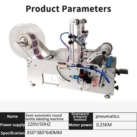 LY Semi-Automatic Round Bottle Labeling Machine Touch Screen Control Pneumatic Precision Labeler for Self-Adhesive High Quality