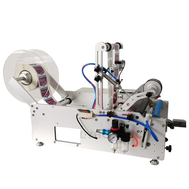 LY Semi-Automatic Round Bottle Labeling Machine Touch Screen Control Pneumatic Precision Labeler for Self-Adhesive High Quality