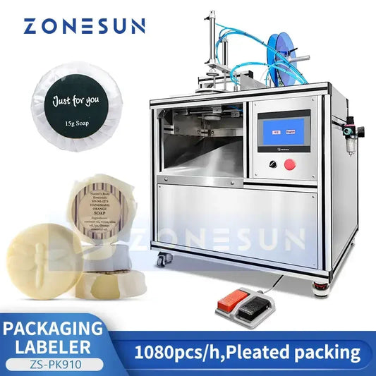 ZONESUN PK910 Automatic Round Soap Wrapping and Labeling Machine Hotel Small Soap Packaging Equipment