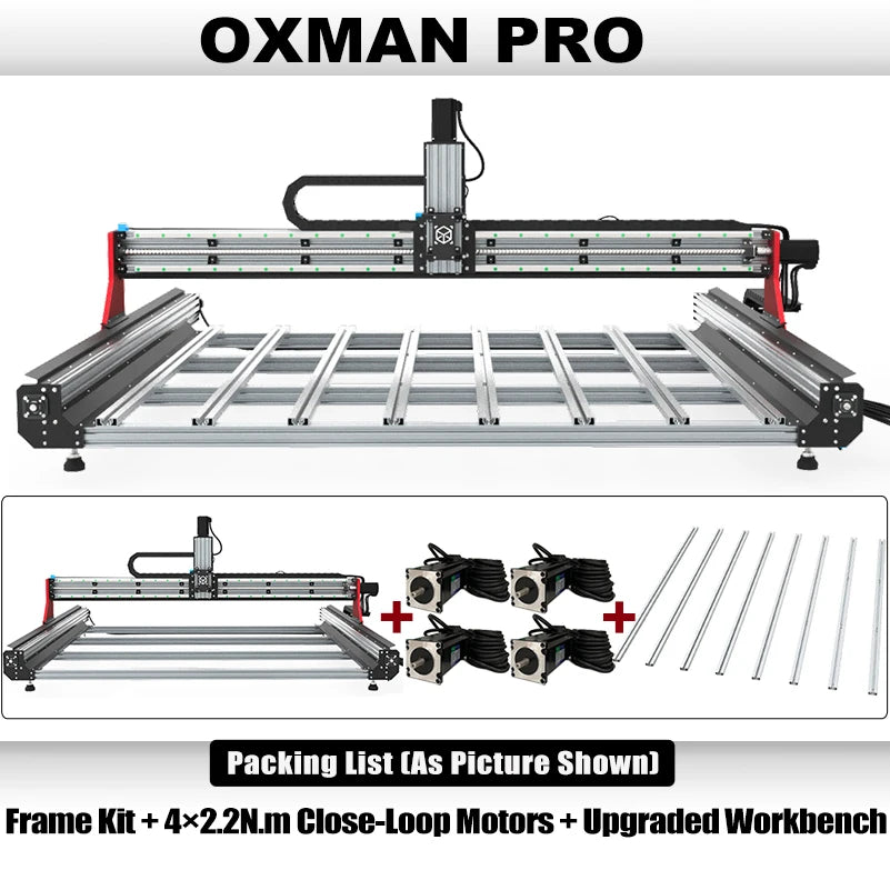 BulkMan3D OXMAN CNC Router Kit SFU1610 Ball Screw Dual Linear Rails 4-Axis Industrial Engraver for Metal Wood Acrylic Cutting