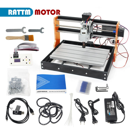【EU】CNC 3018 PRO 7000W Router Milling Machine with Laser Engraver Module,Limit Switches,Emergency-Stop,Machine for Wood Carving