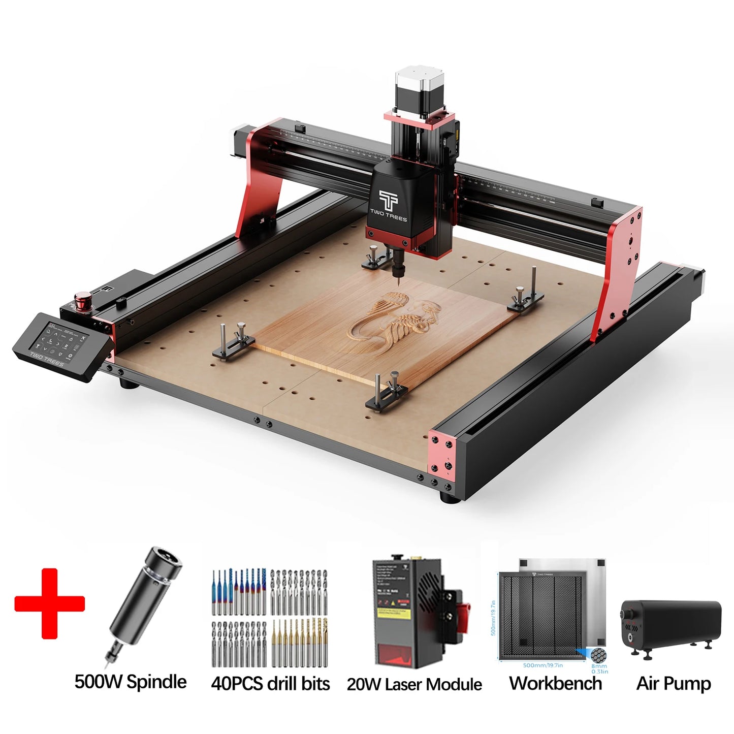 Twotrees TTC450 PRO 3-Axis/4-Axis CNC Router Milling Cutting Machine GRBL Laser Engraver For Wood Acrylic PCB PVC MDF Metal