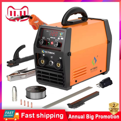 HITBOX Mig Welding Machine Synergy HBM1200 Semi-Automatic 3 in 1 Inverter Tig Argon Arc MIG Gas-Less Soldering Welder 110V 220V