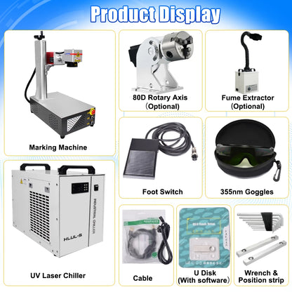 15W UV Laser Marking Machine for Glass Crystal Metal Plastic Wood UV Laser Engraving Machine with 10W 5W Laser Engraver