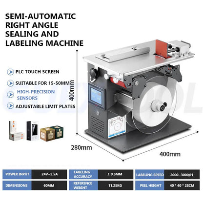 Rectangular Right Angle Carton Sealing Machine Box 90 Corner Packing Stick Sticker Labeling Machine 220V Sealing Machine