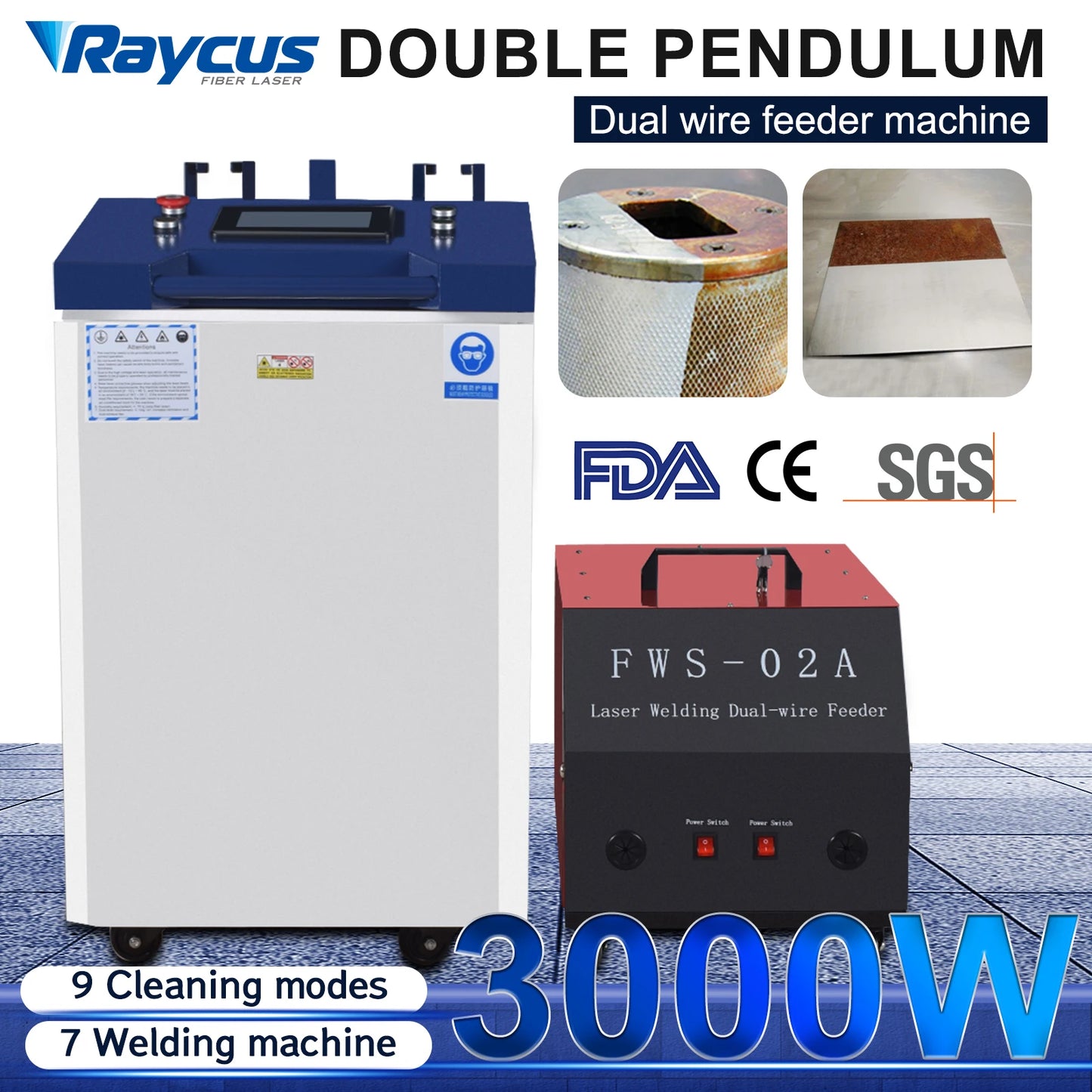 3000W Raycus 4 in 1 Laser Welding Cleaning Cutting Machine for all Metal with Dual Wire Feeder Machine Handheld Laser Welder