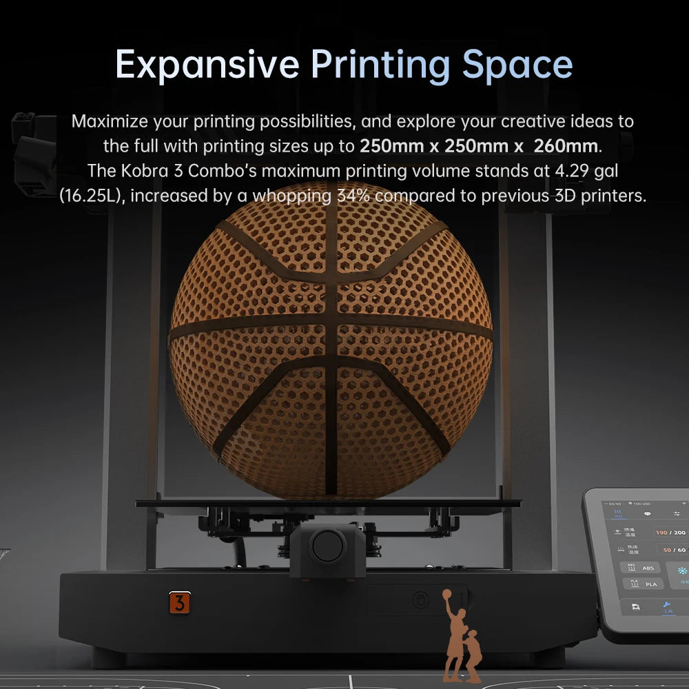 ANYCUBIC Kobra 3 FDM Max 600mm/s Print Speed 3d Printer 25-Point Automatic Leveling With 9.8 x8.7 x 8.7inch Print Size