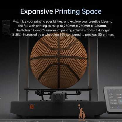 ANYCUBIC Kobra 3 FDM Max 600mm/s Print Speed 3d Printer 25-Point Automatic Leveling With 9.8 x8.7 x 8.7inch Print Size