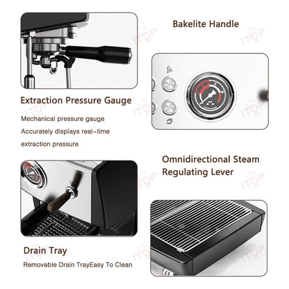 ITOP CM-808 9Bar Commercial Espresso Coffee Maker 2 ULKA Pump 3 Boilers PID Temperature Control Semi-automatic Coffee Machine