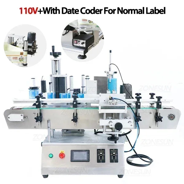 ZONESUN ZS-TB500A Automatic Label Applicator Jar PET Round Bottle Labeling Machine with Date Coder