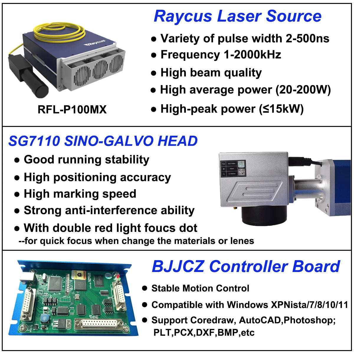 100W Raycus Mopa Fiber Laser Marking Machine Deep Laser Engraving Laser Cutting Jewelry Silver Gold All Metal 60W Laser Engraver