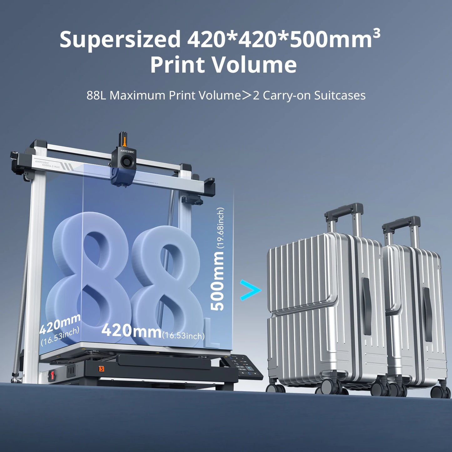 ANYCUBIC Kobra 3 Max Combo Multi-Color 3D Printer Max Speed 600mm/s Build Volume 500*420*420mm Smart APP Control 3D Printer