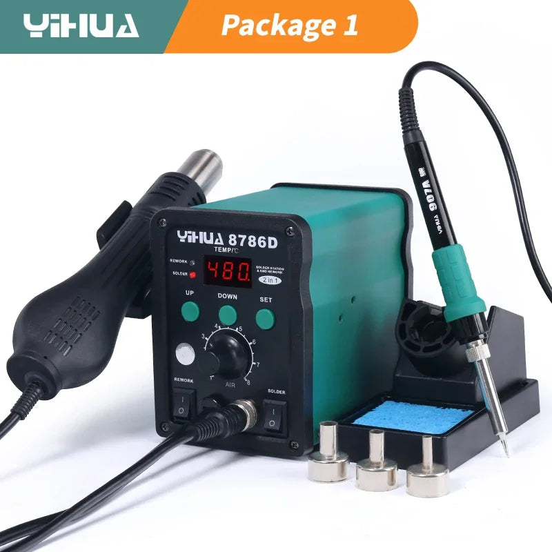 YIHUA 8786D Soldering Iron Hot Air Soldering Station DIY Digital Rework Station Phone Repair BGA SMD Solder Tool Welding Station