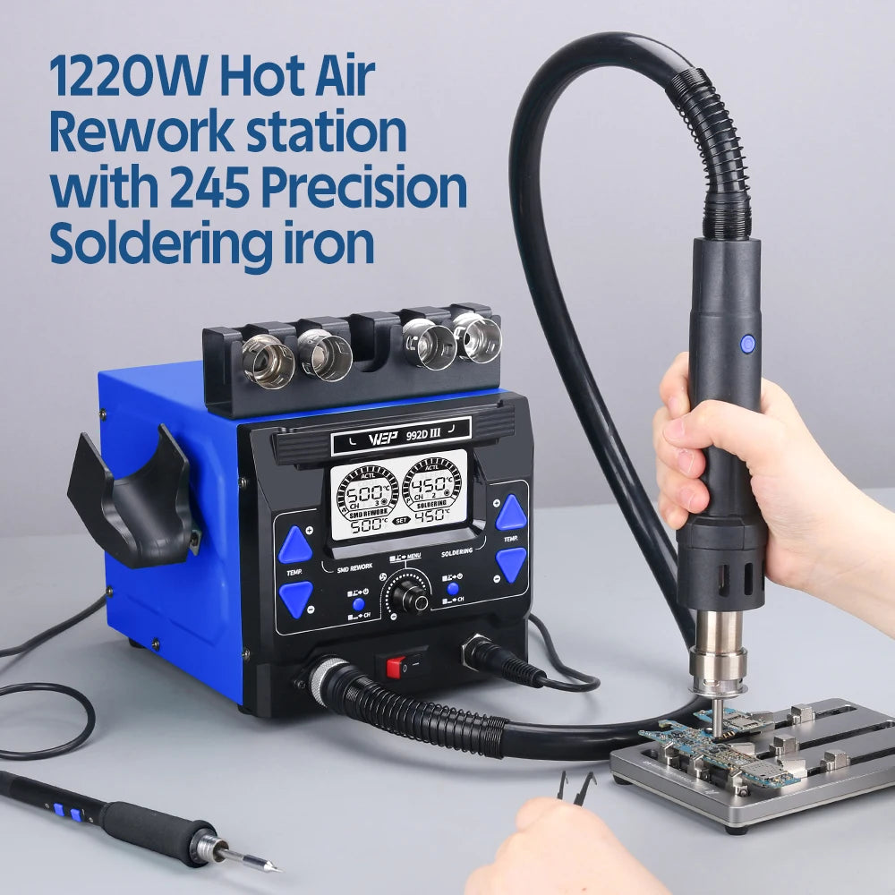WEP 2-in-1 992D-III 1220W Hot Air Rework Station Microcomputer Digital Display C245 Soldering Iron Station Welding Repair Tool