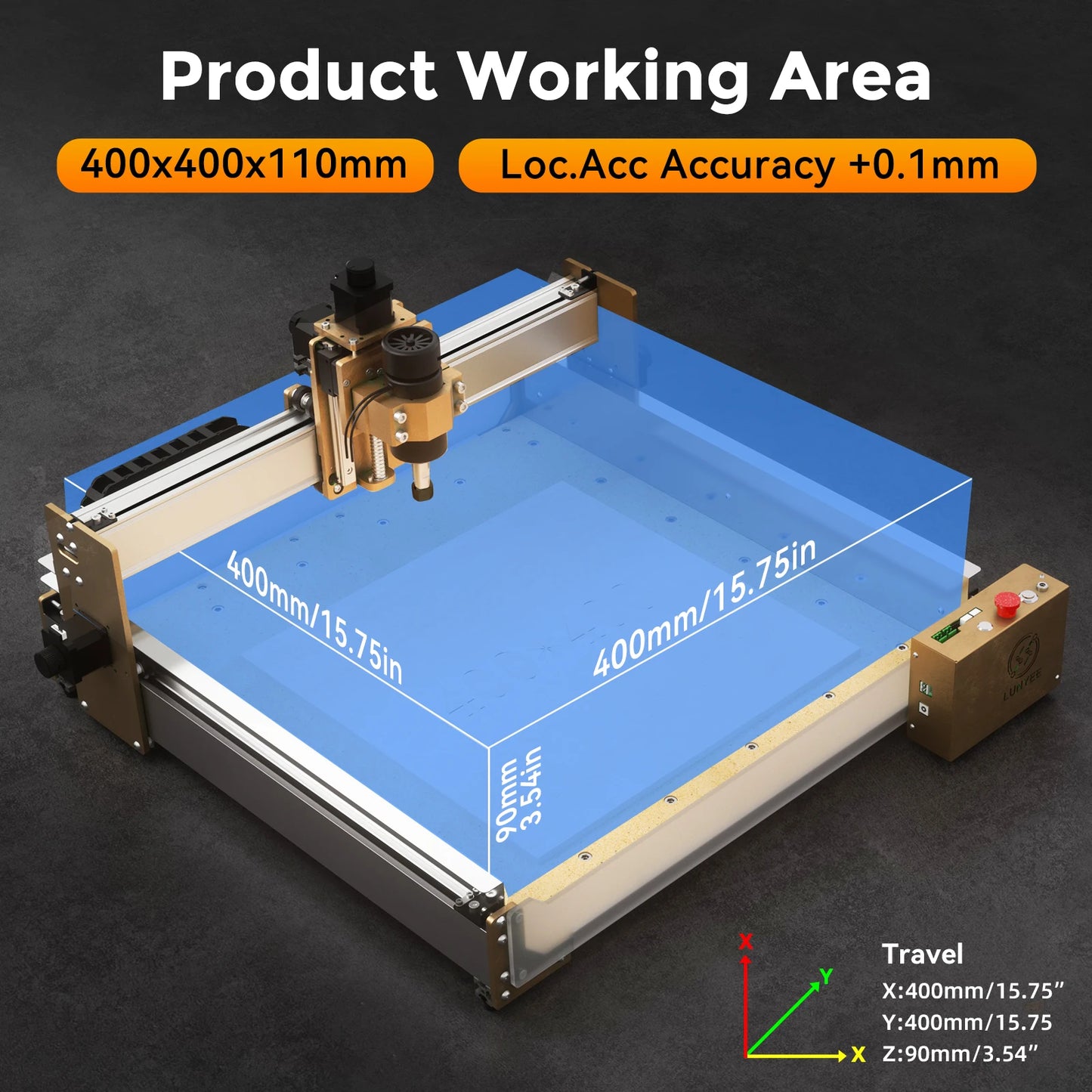 LUNYEE Router CNC Machine 4040 PRO for Woodworking Metal Acrylic Cutting Milling GRBL Control Lead Screw Driven 3Axis