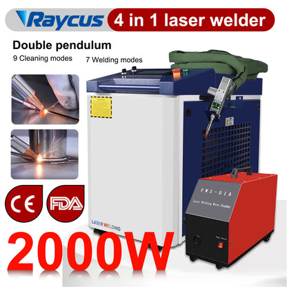 3000W 2000W Double Pendulum Laser Welder 4 in 1 Laser Cleaning Welding Cutting for Metal Handheld Fiber Laser Welding Machine
