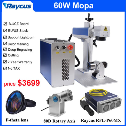 100W Raycus Mopa Fiber Laser Marking Machine Deep Laser Engraving Laser Cutting Jewelry Silver Gold All Metal 60W Laser Engraver