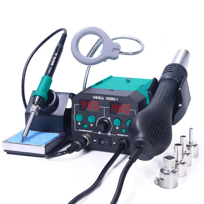YIHUA 938BD-II 740W 2 in1 Soldering station with Hot Air handle And Soldering iron BGA Rework StationDesoldering Station LED Lam