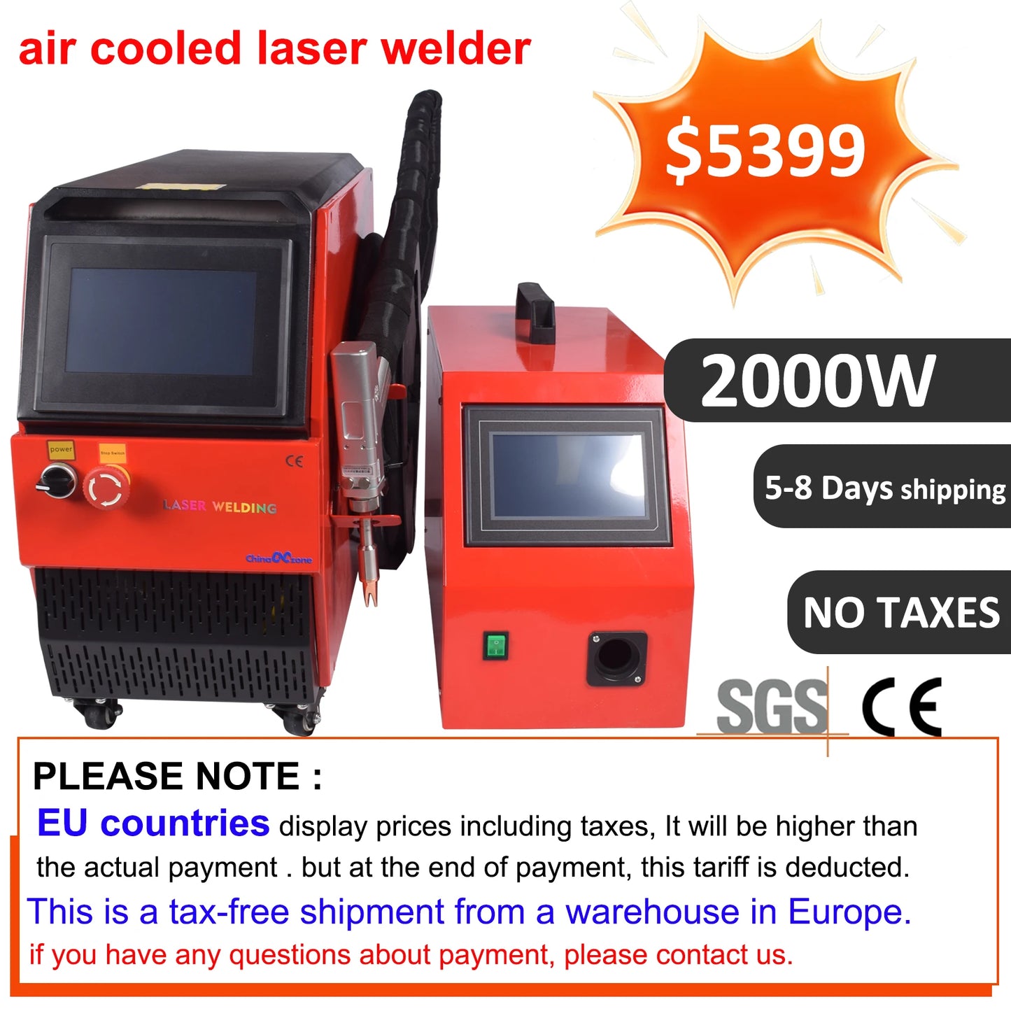 2000W Air Cooling Laser Welder 4 in 1 Strong Cutting Welding Cleaning Rust Removal for Metal 1500W Fiber Laser Welding Solder