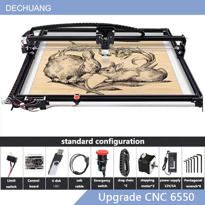 Black CNC 6550 2-Axis NEW CNC Engraving Machine Work Area 65*50cm 20w Laser Engraver With Emergency Stop For Cut Wood MDF