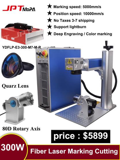 300W JPT Mopa Fiber Laser Marking Machine for Metal Cutting Welding Drilling Fiber Laser Deep Engraving Machine for Jewelry