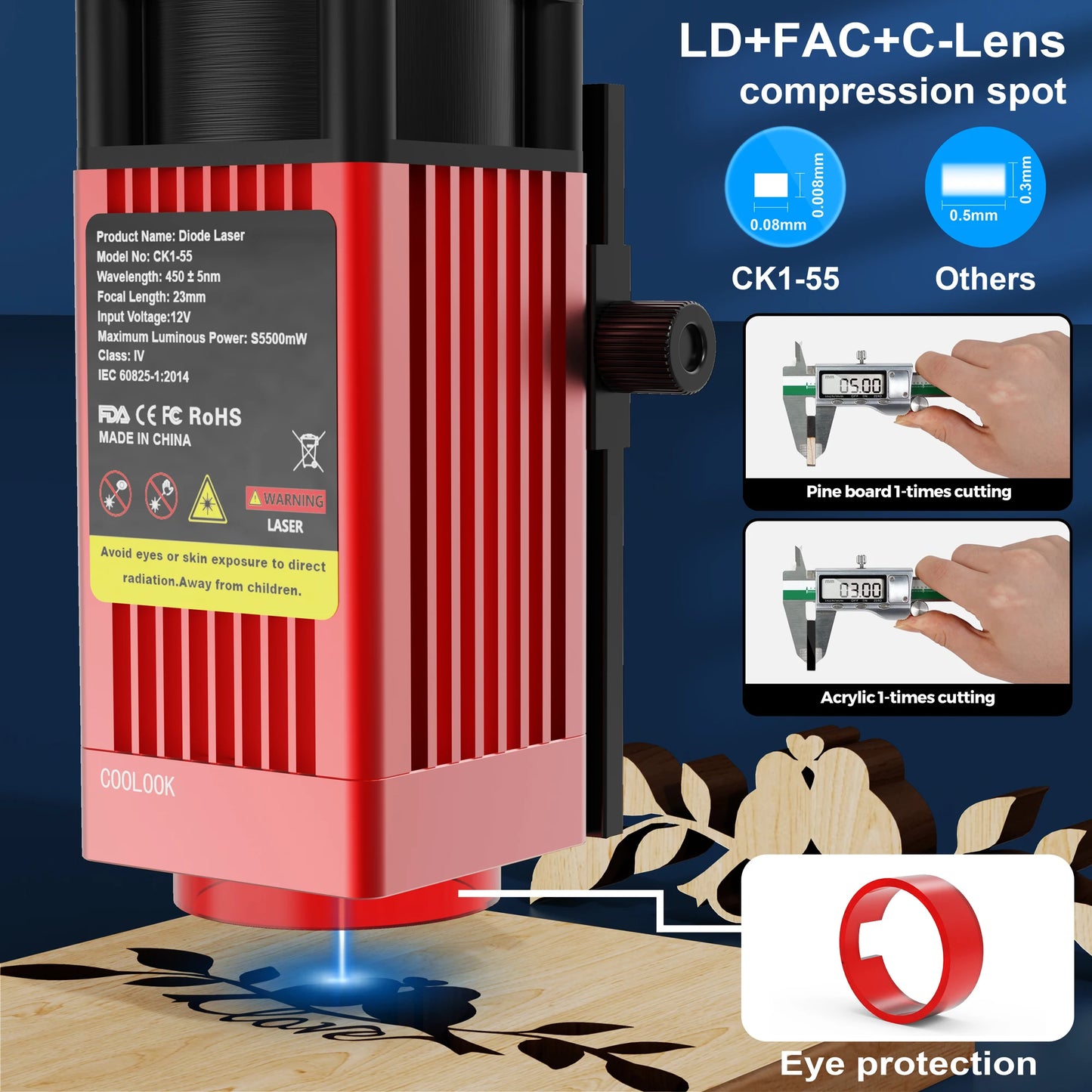 COOLOOK  CK1-55 Laser Engraving Machine Metal Laser tag DIY Tools Laser Cutting Machine Marking Machine for Wood Acrylic Leather