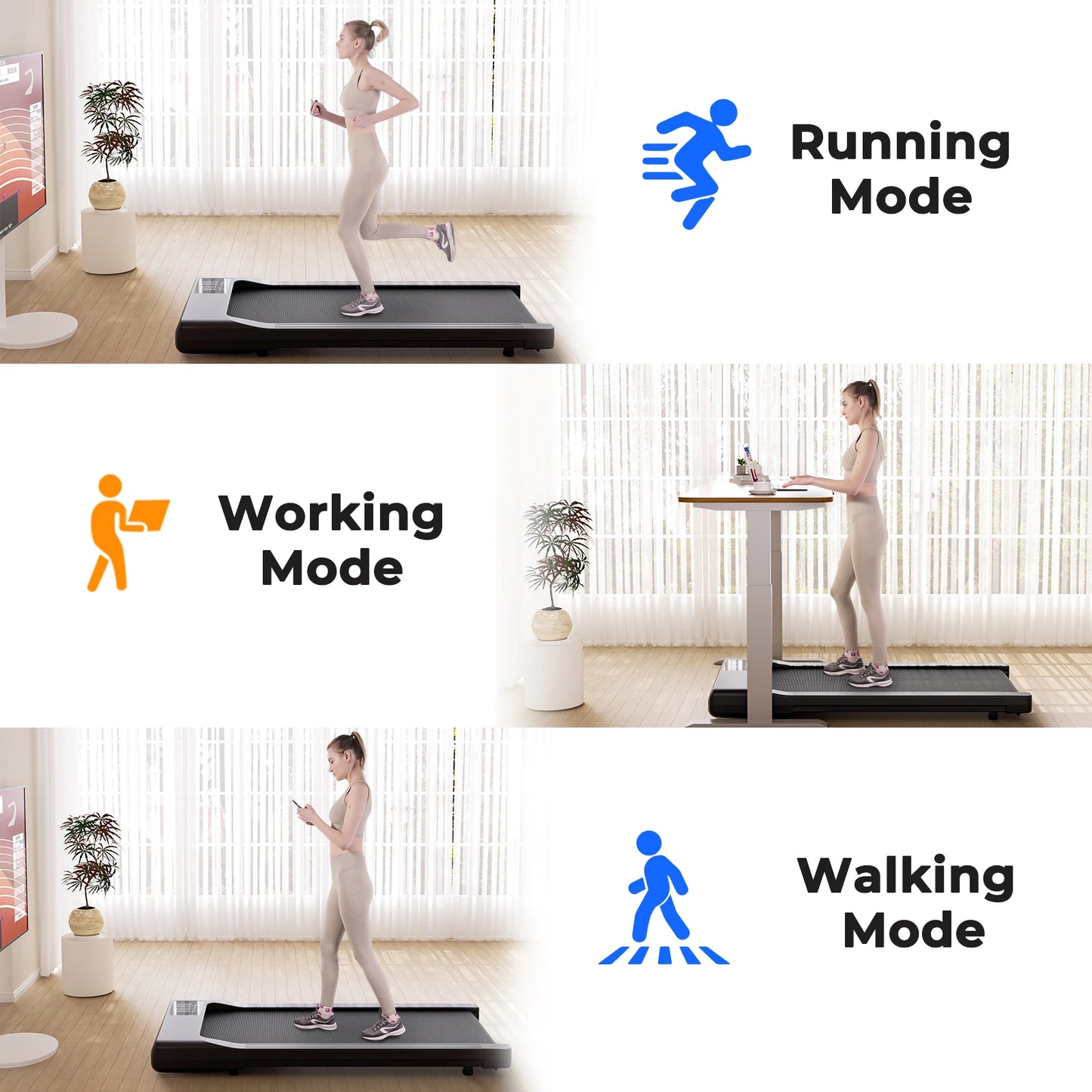 Hot Sale Treadmill 2in1 Treadmills for Home/Office Remote Control LCD Display Adjustable Speed Walking Pad Exercise Machine