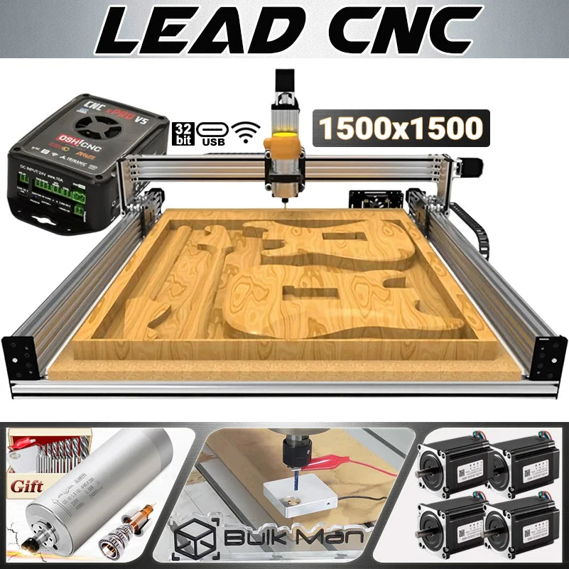 20%OFF BulkMan3D 1500x1500mm Lead CNC Router Machine Full Kit Screw Driven Engraving Complete Kit with Upgraded Lead Screws