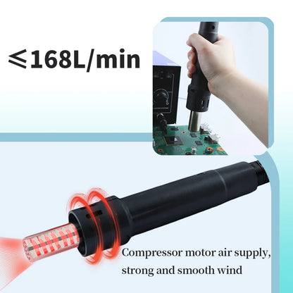 WEP T12 Soldering Station With Hot Air Gun Air Pump 2-in-1 Desoldering Reowrk Welding Iron Station For SMD PCB Repair Tool